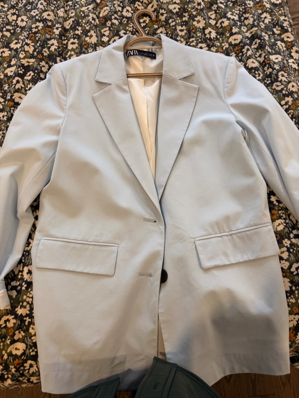 Zara Pale Blue Single-Breasted Blazer